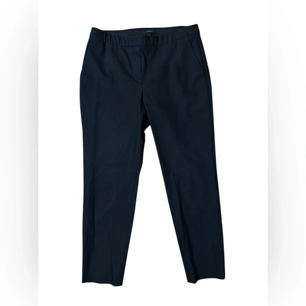Theory High-Waist Pull-On Black Ankle Pants Minimal Chic Tailored Fit 8